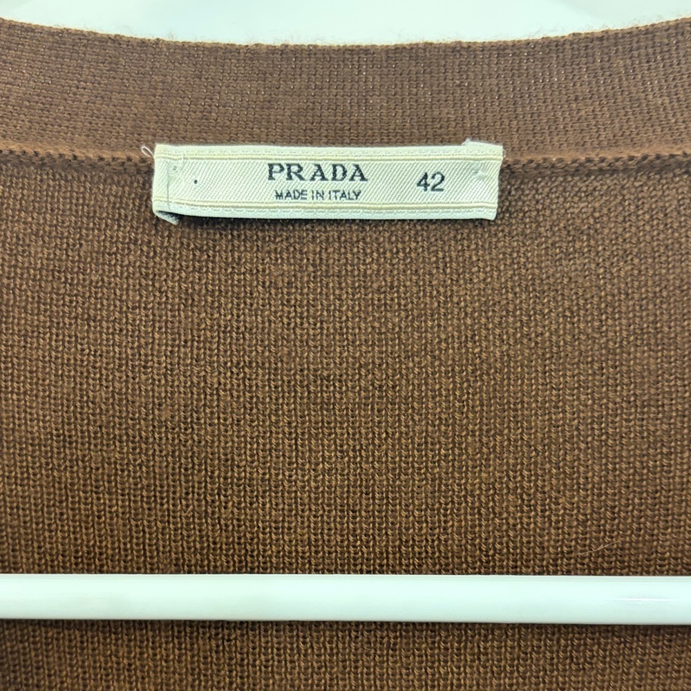 Prada Cashmere Cardigan Orange V Neck Button Front Size 42 S - Picture 5 of 7